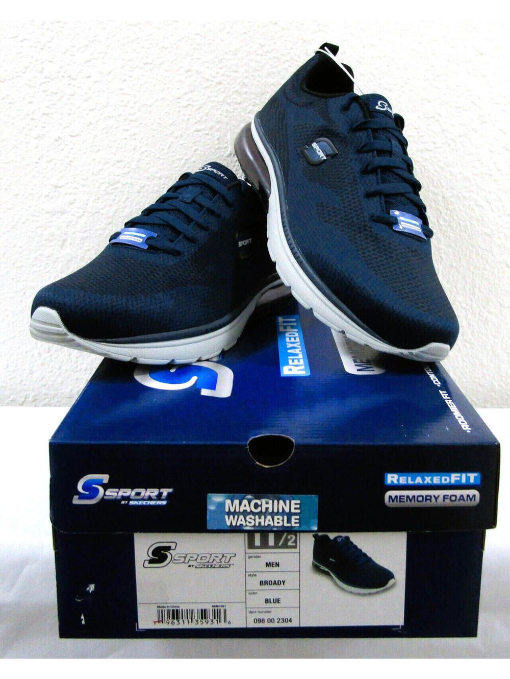 New in Box S Sport By Skechers Men's Broady Sneakers - Navy Blue Size 11.5